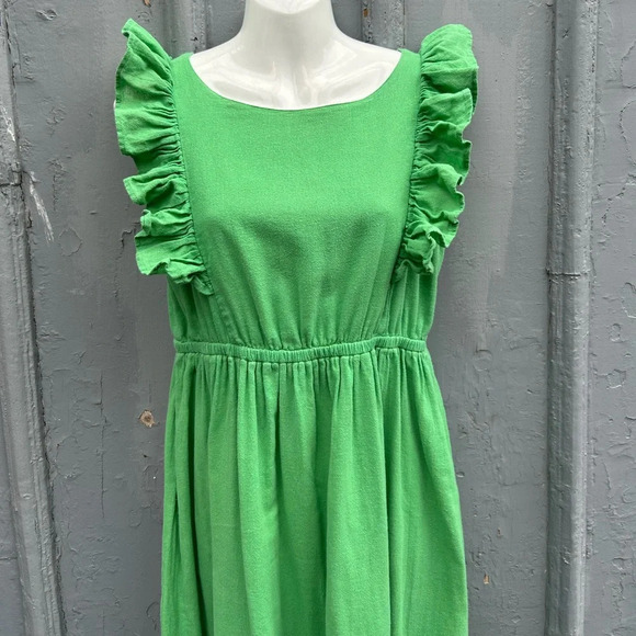 BA&SH Joyce Ruffled Cotton Midi Dress, size M - Picture 9 of 16